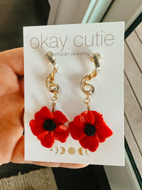 Handmade Red Poppy Earrings