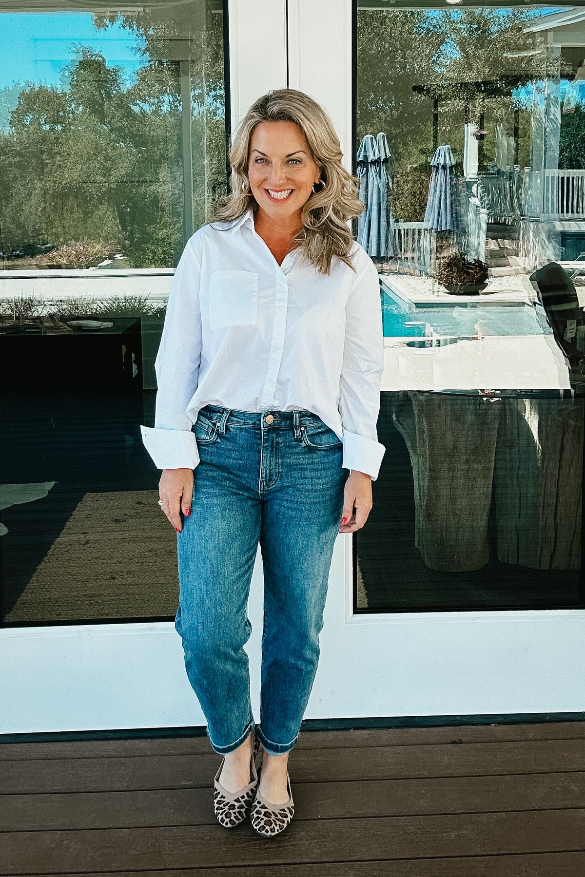 Meredith Button Down White Blouse