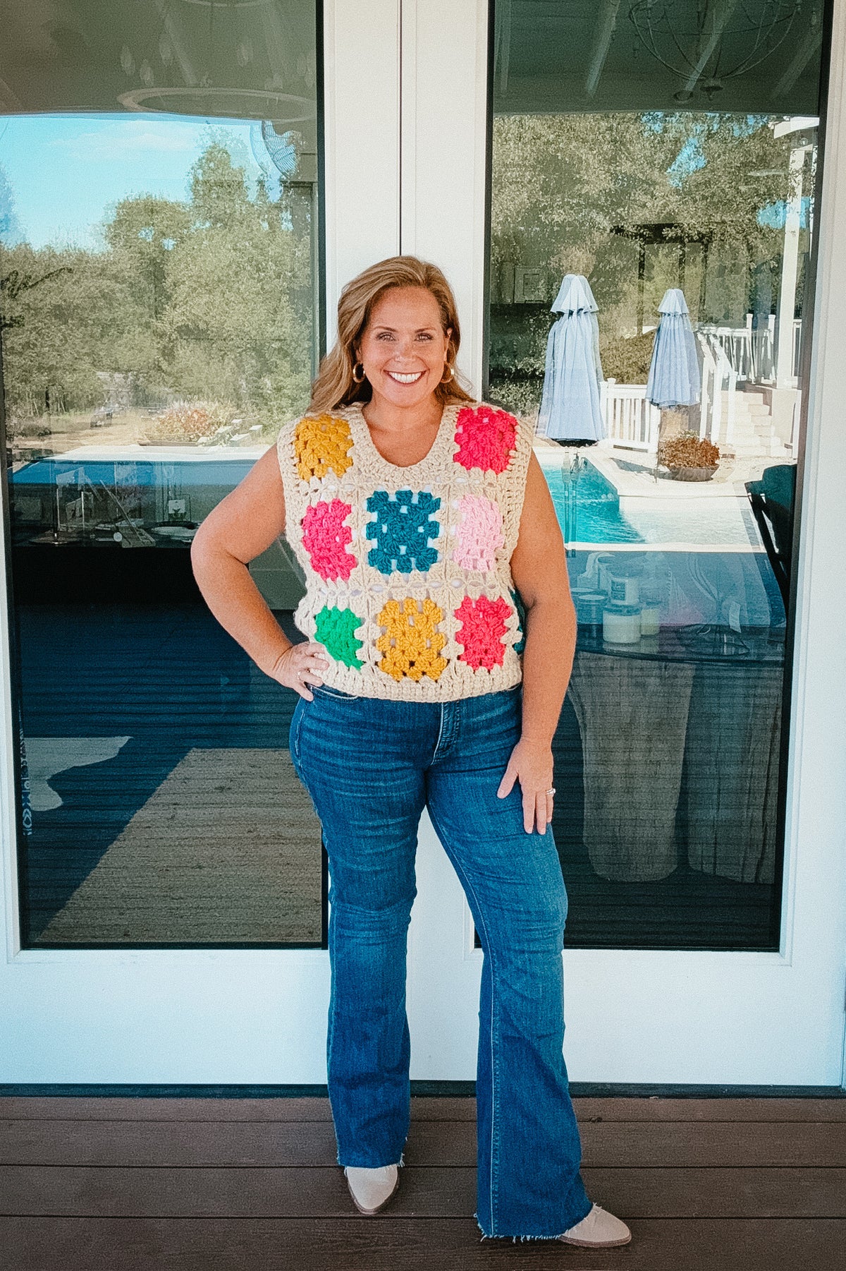 Grace Multi Color Granny Square Sweater Vest