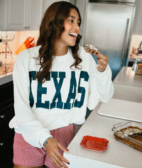 TEXAS Ribbed Oversized Sweatshirt White