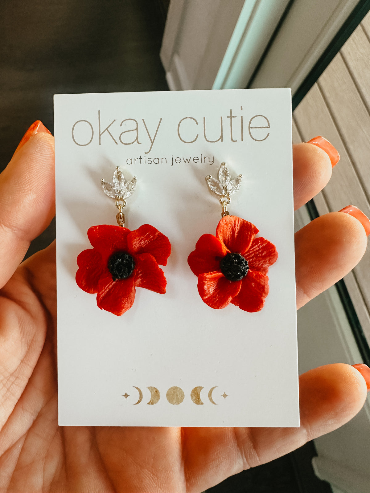 Handmade Red Poppy Earrings