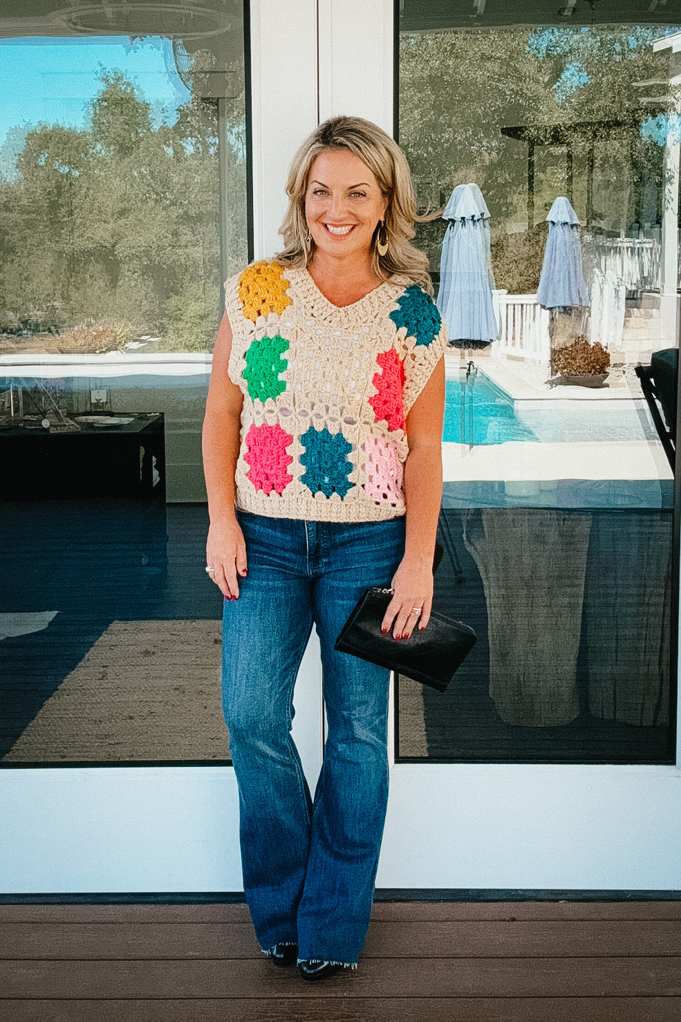 Grace Multi Color Granny Square Sweater Vest