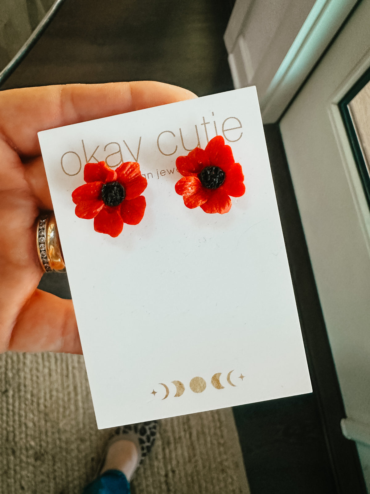 Handmade Red Poppy Earrings