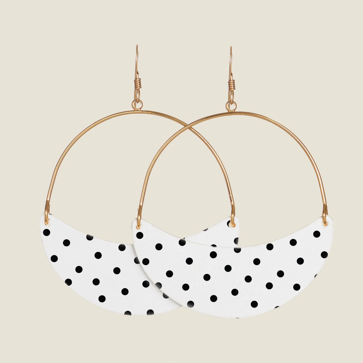 White Polka Dot Aster Earrings