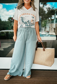 All Set Wide Leg Pants - Stormy Sea