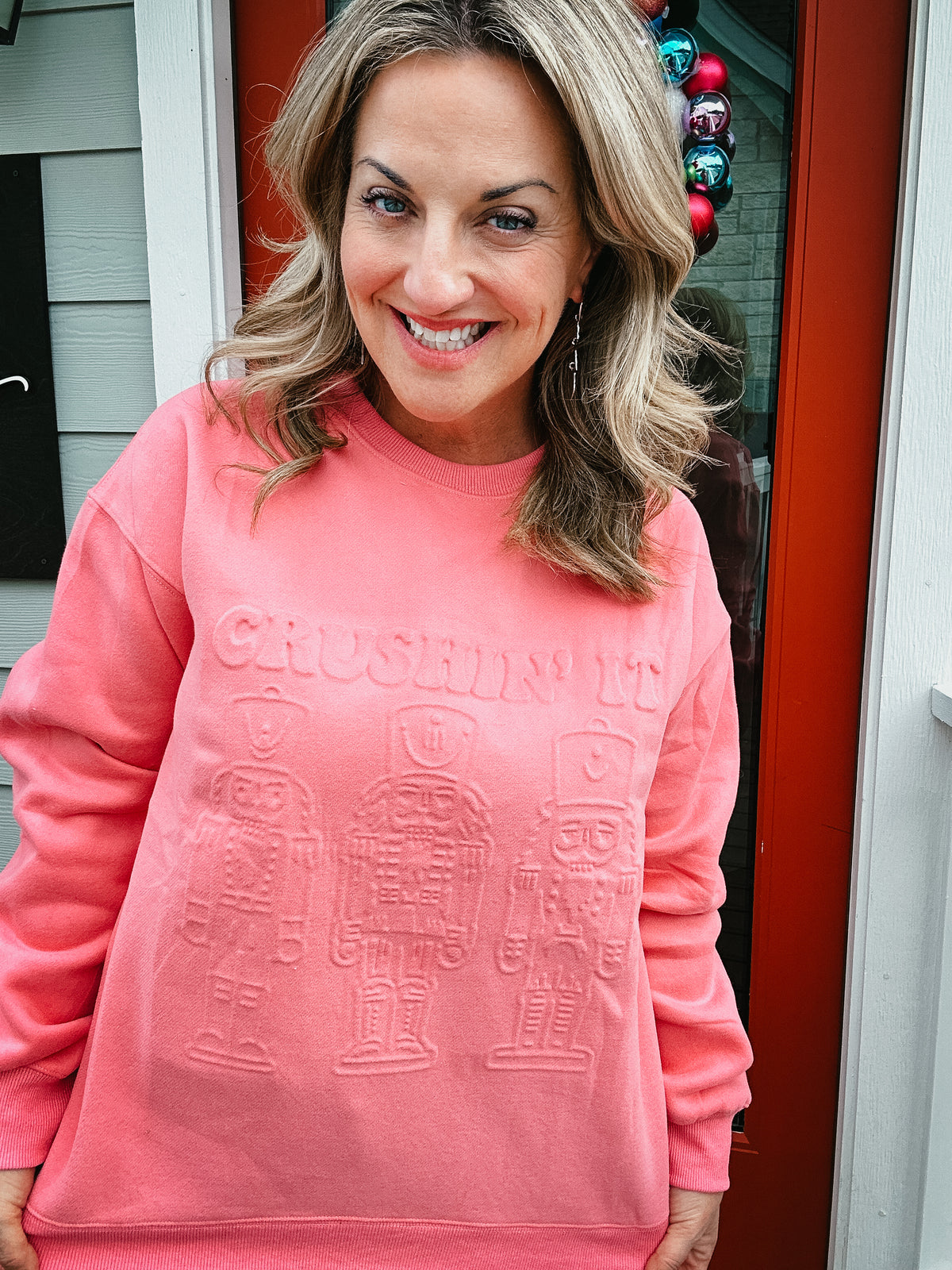 Crushin' It Pink 3D Embossed Sweatshirt