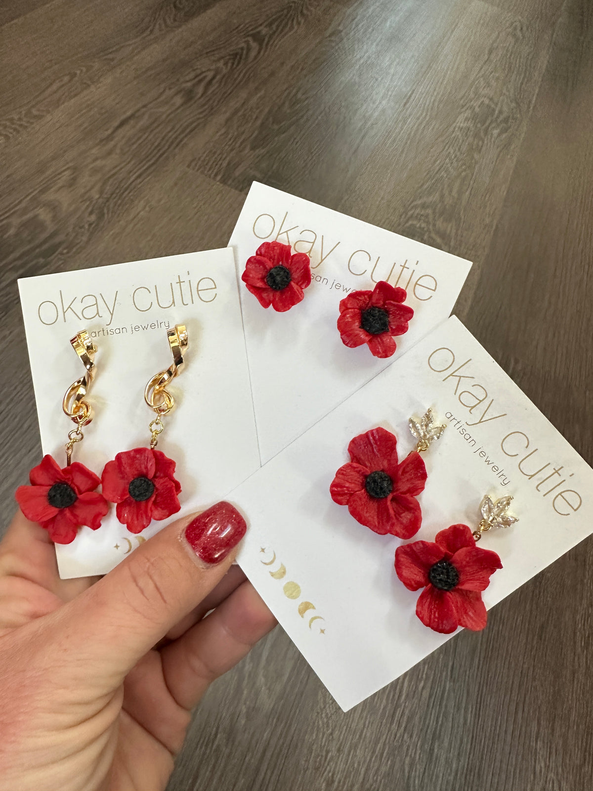 Handmade Red Poppy Earrings