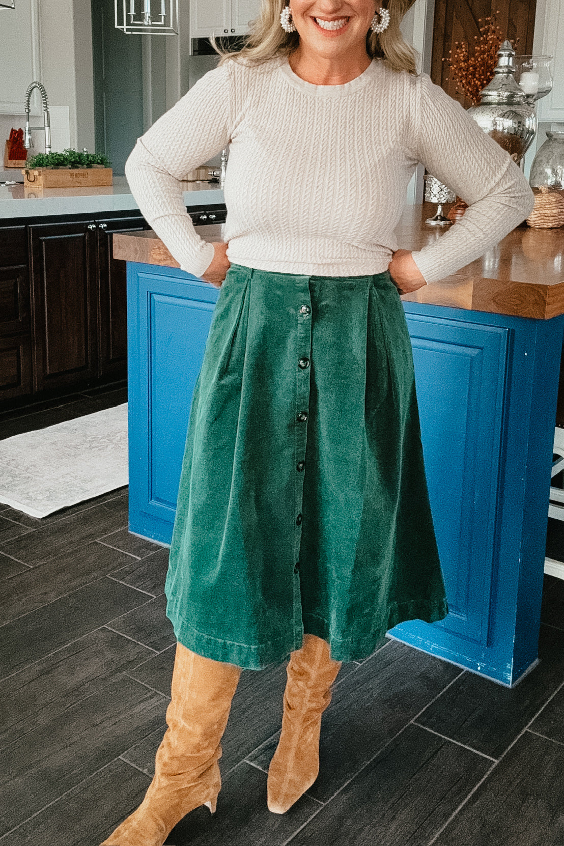 Mary Button Down Corduroy Midi Skirt