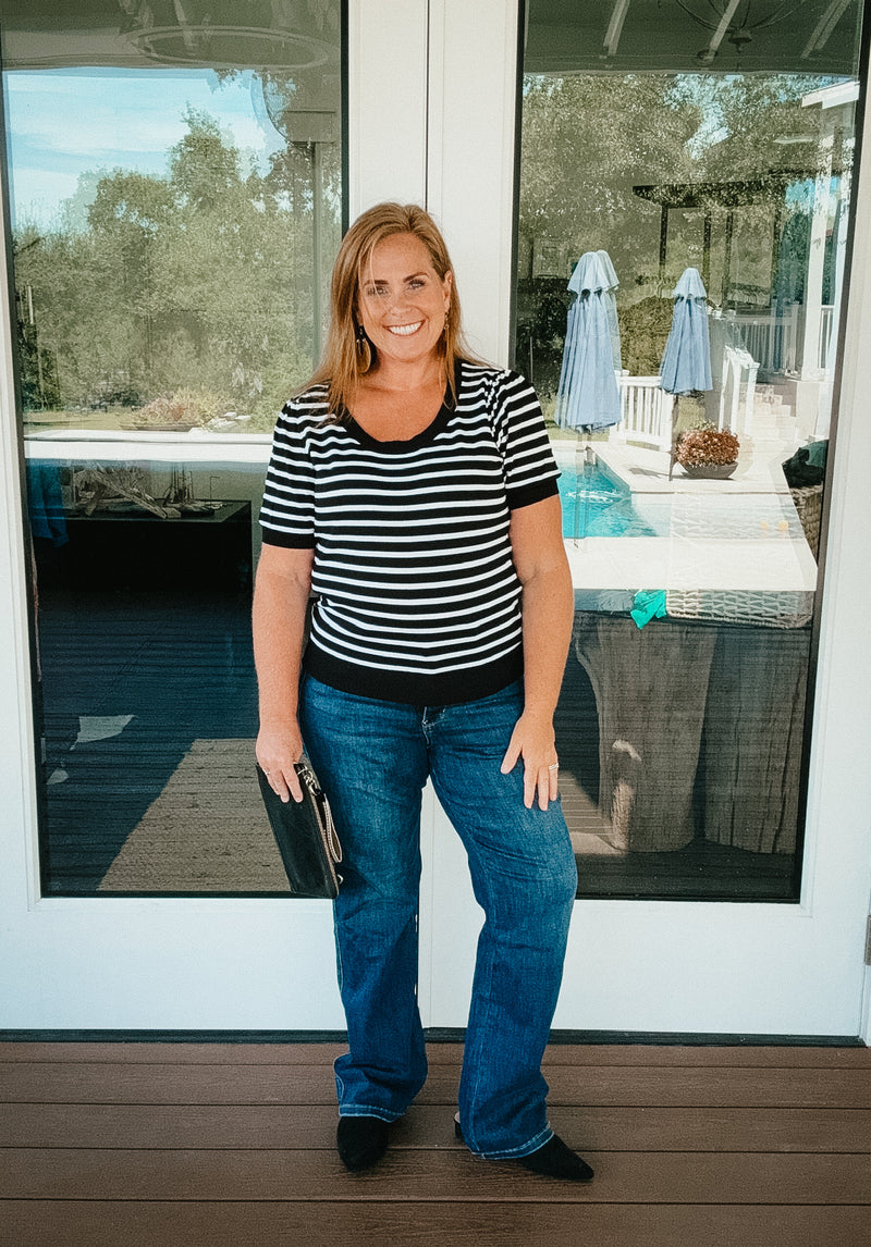 Allison Black and White Striped Top