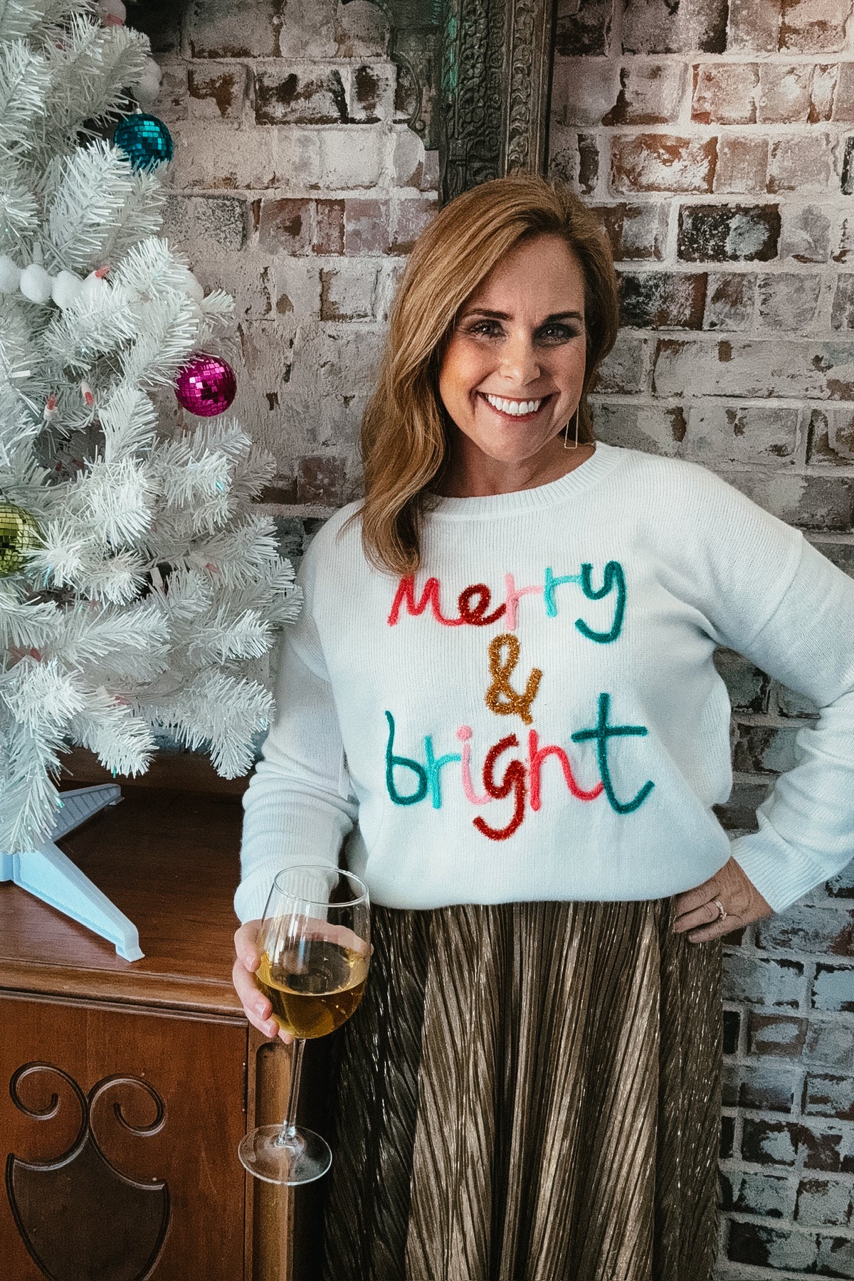 Merry & Bright Round Neck Casual Sweater