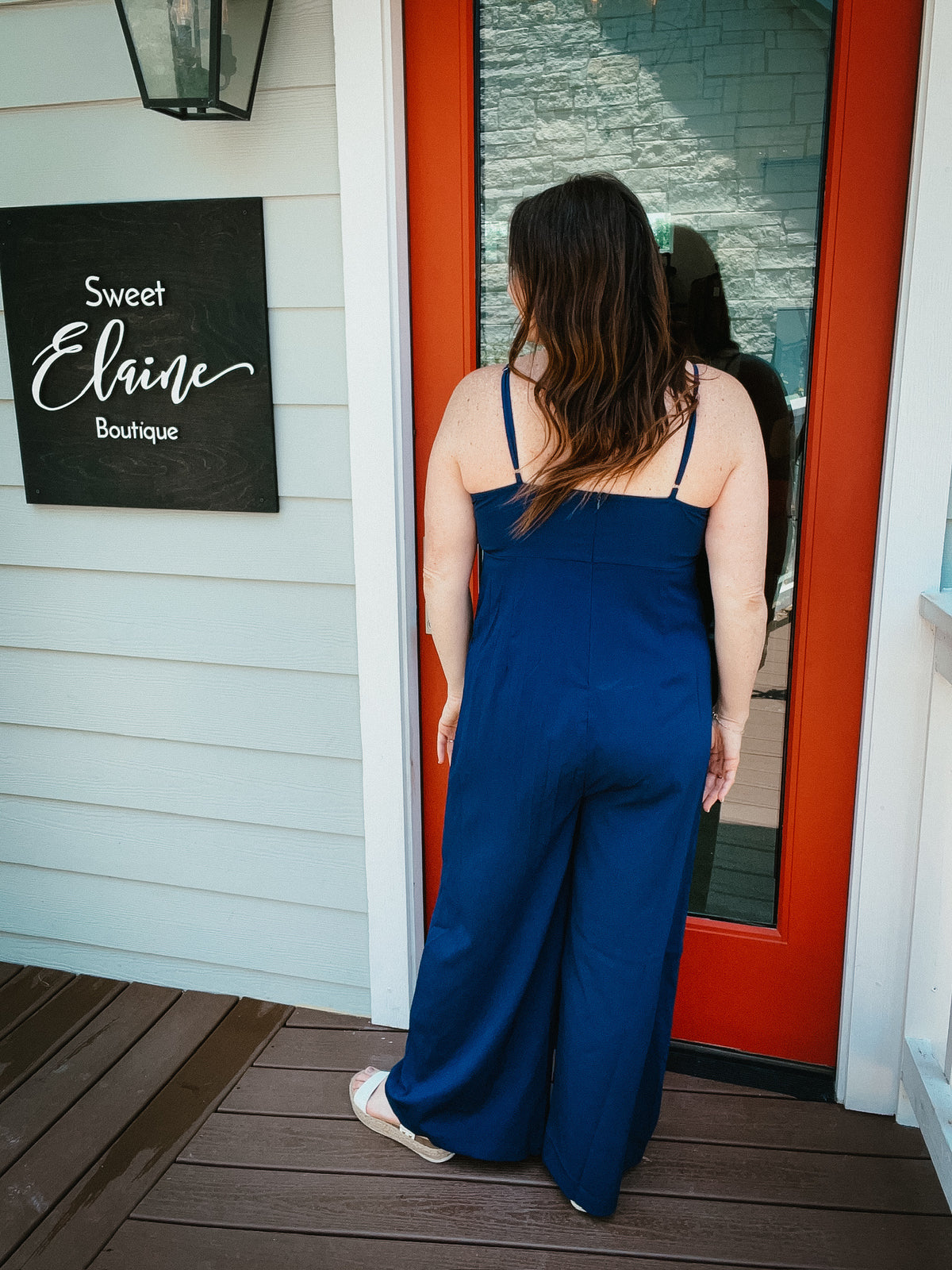 Carmen Navy Spaghetti Strap Jumpsuit