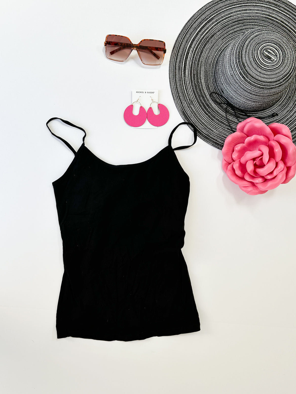 Essential Long Cami Tank Black