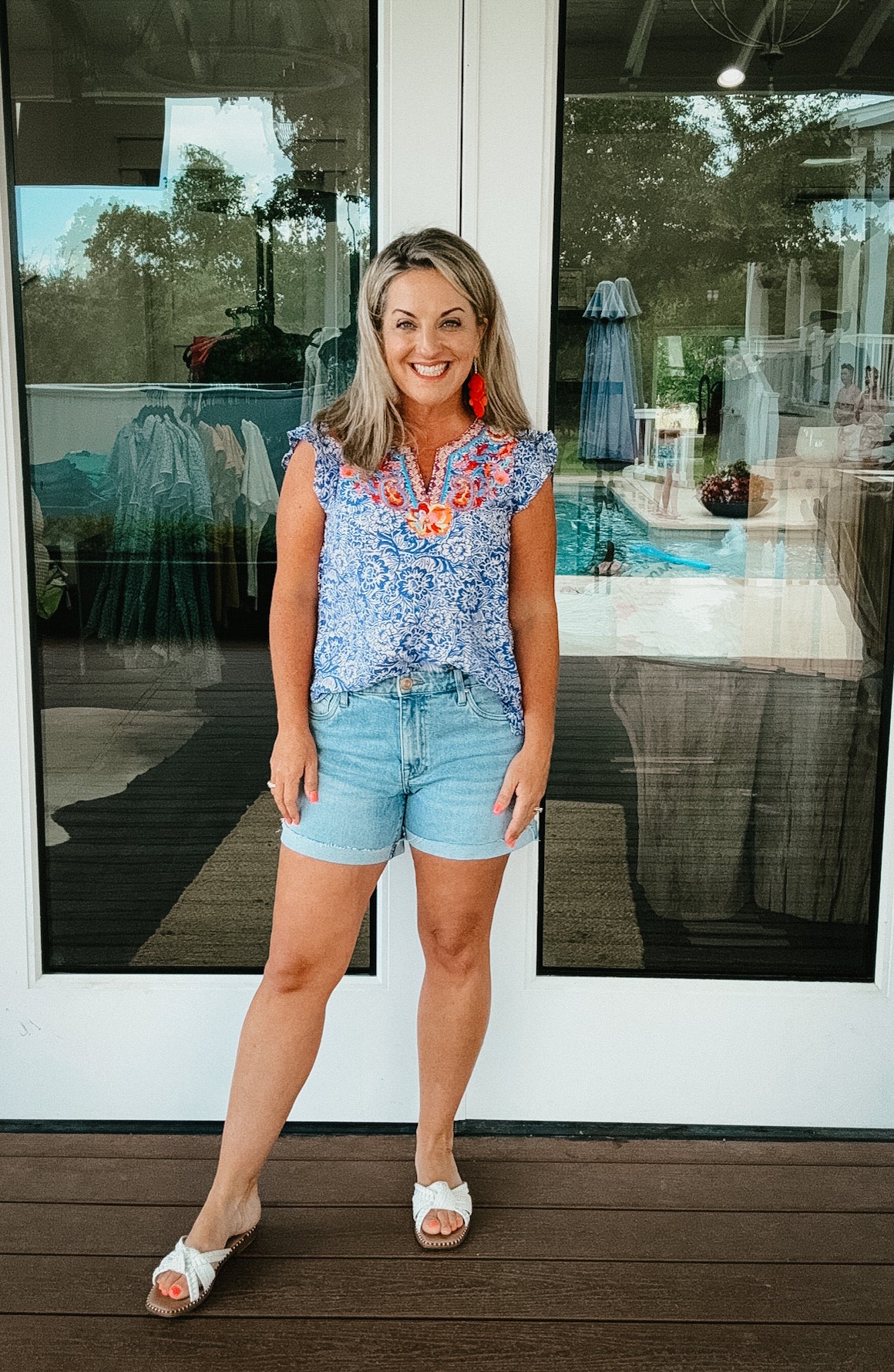 Melissa Blue Embroidered Blouse