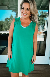 Melanie Jumper Dress in Emerald Green