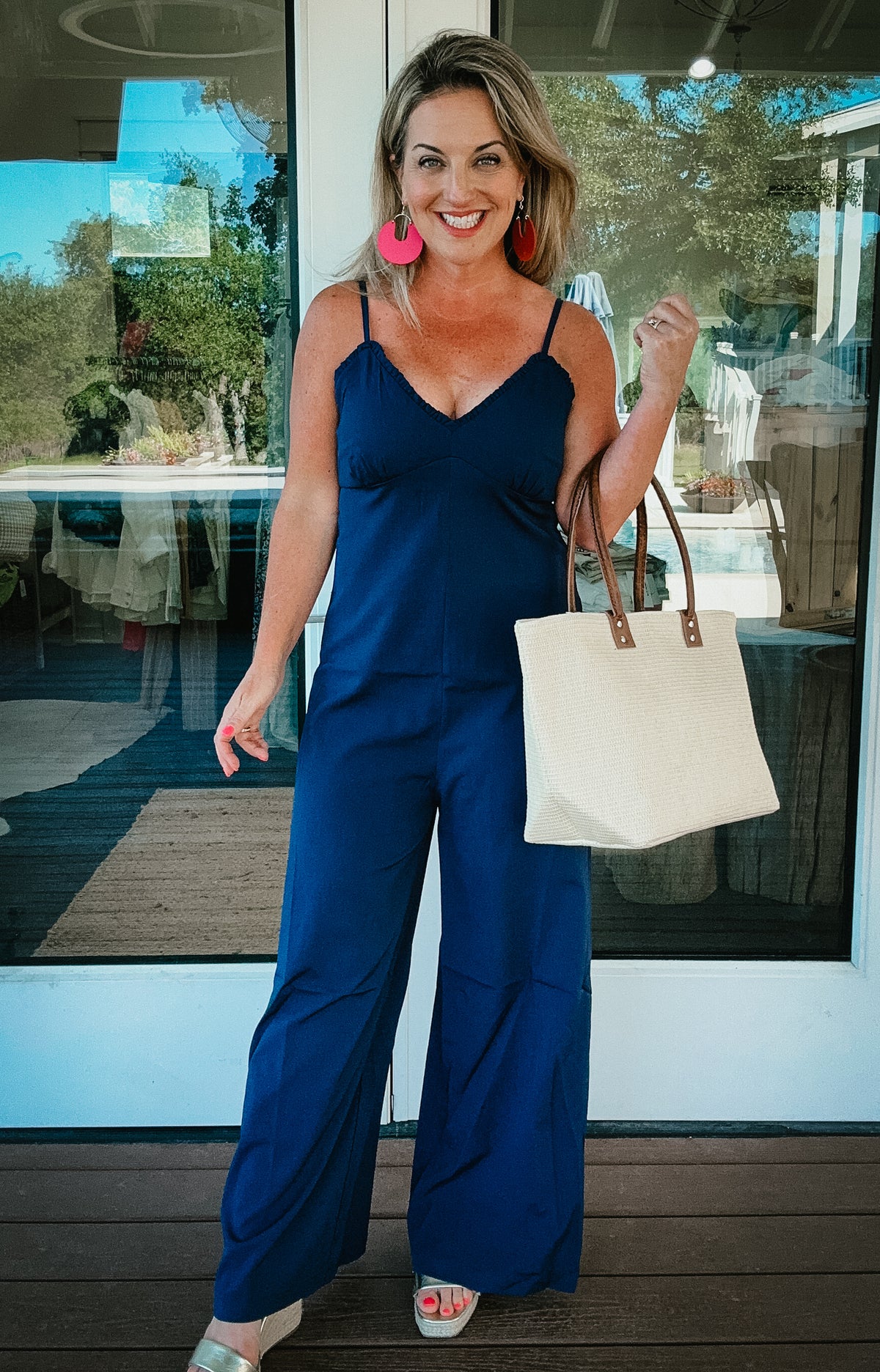 Carmen Navy Spaghetti Strap Jumpsuit