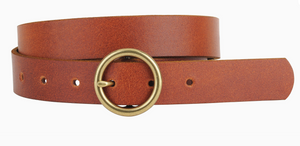 Circle Buckle Leather Belt