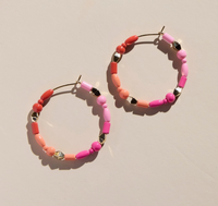 Pink Ombre Beaded Hoops