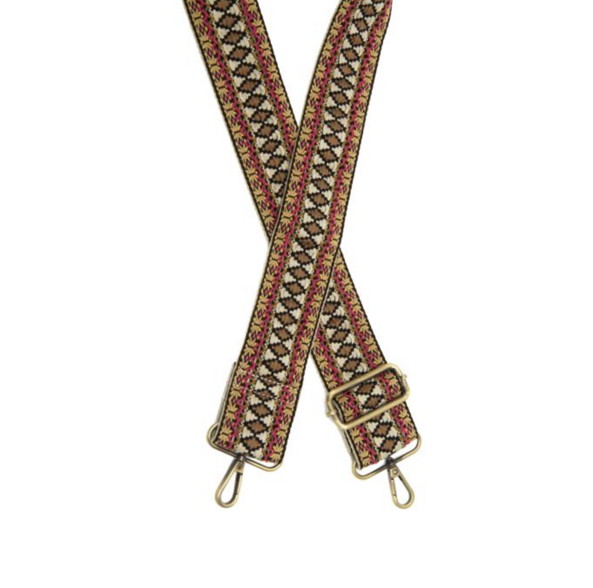 2" Brown Inset Mosaic Emb Guitar Strap