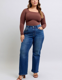 Ember Tummy Control Straight Leg Side Seam Detail Jeans